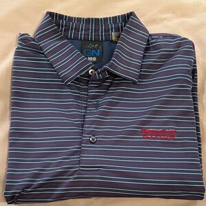 Greg Norman Men's Striped Polo Shirt - Blue and Red